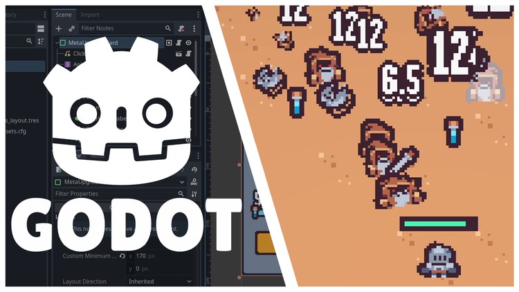 Learn how to create a complete 2D arena survival roguelike game from start to finish in Godot engine 4!
